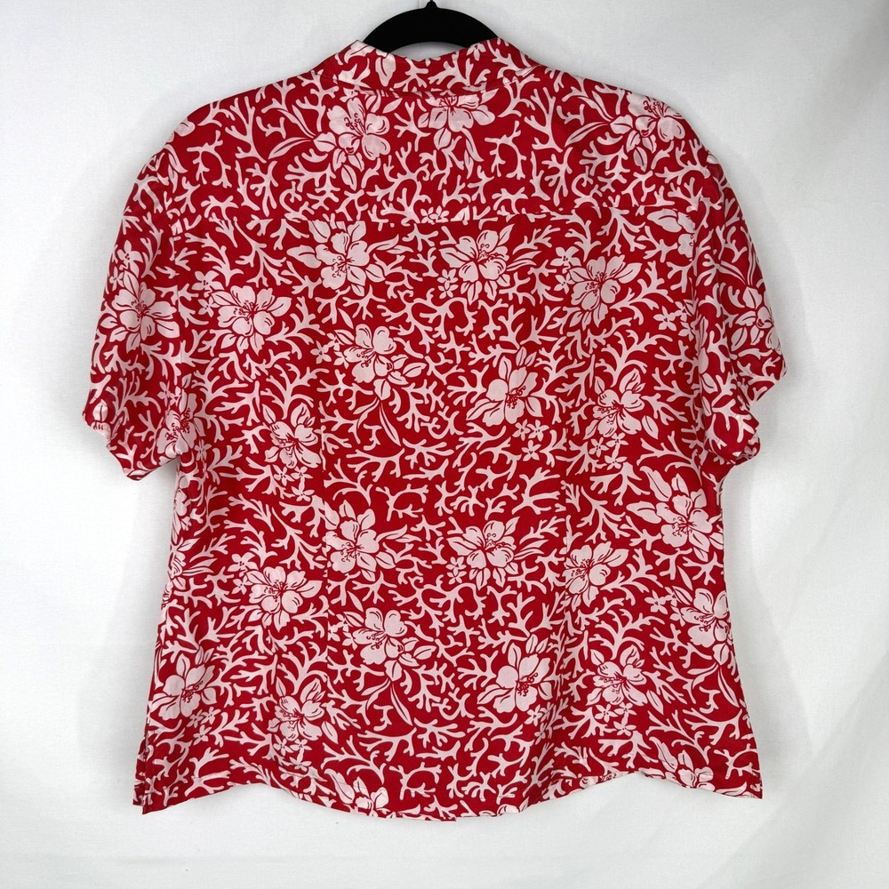 Vintage Hilo Hattie Hawaiian Silk Shirt Size M Floral Vacation Cruise Coastal - Picture 3 of 7